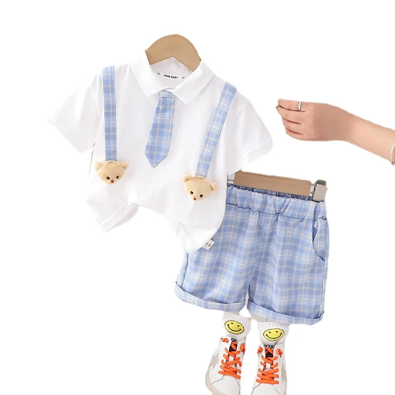 New Kids Clothes Suit Summer Children Boy Girl Patchwork T Shirt Shorts 2Pcs/Set Baby Toddler Clothing Infant 1 2 3 4 5 Years