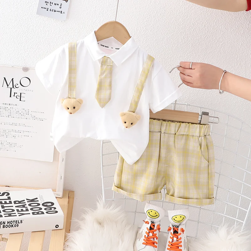 New Kids Clothes Suit Summer Children Boy Girl Patchwork T Shirt Shorts 2Pcs/Set Baby Toddler Clothing Infant 1 2 3 4 5 Years