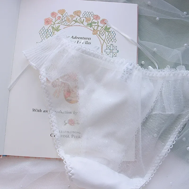 New Japanese Bras Lolita Girls Folds Bow Lovely Underwear Set Mesh Sweet Rimless Bra Comfortable Sweet Cute Bralette Sets