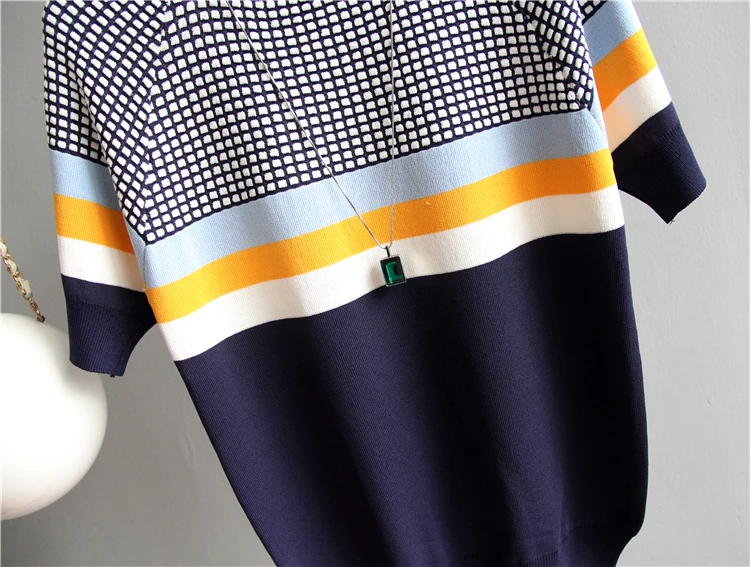 shintimes Blusas Mujer De Moda 2024 New Vintage Ladies Tops Striped Summer Blouse Pink Elasticity Short Sleeve Blue Women Blouse