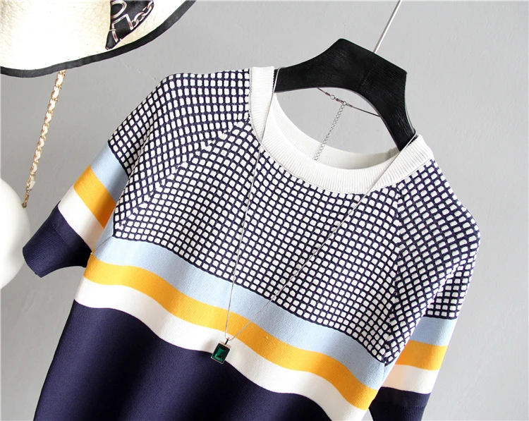 shintimes Blusas Mujer De Moda 2024 New Vintage Ladies Tops Striped Summer Blouse Pink Elasticity Short Sleeve Blue Women Blouse