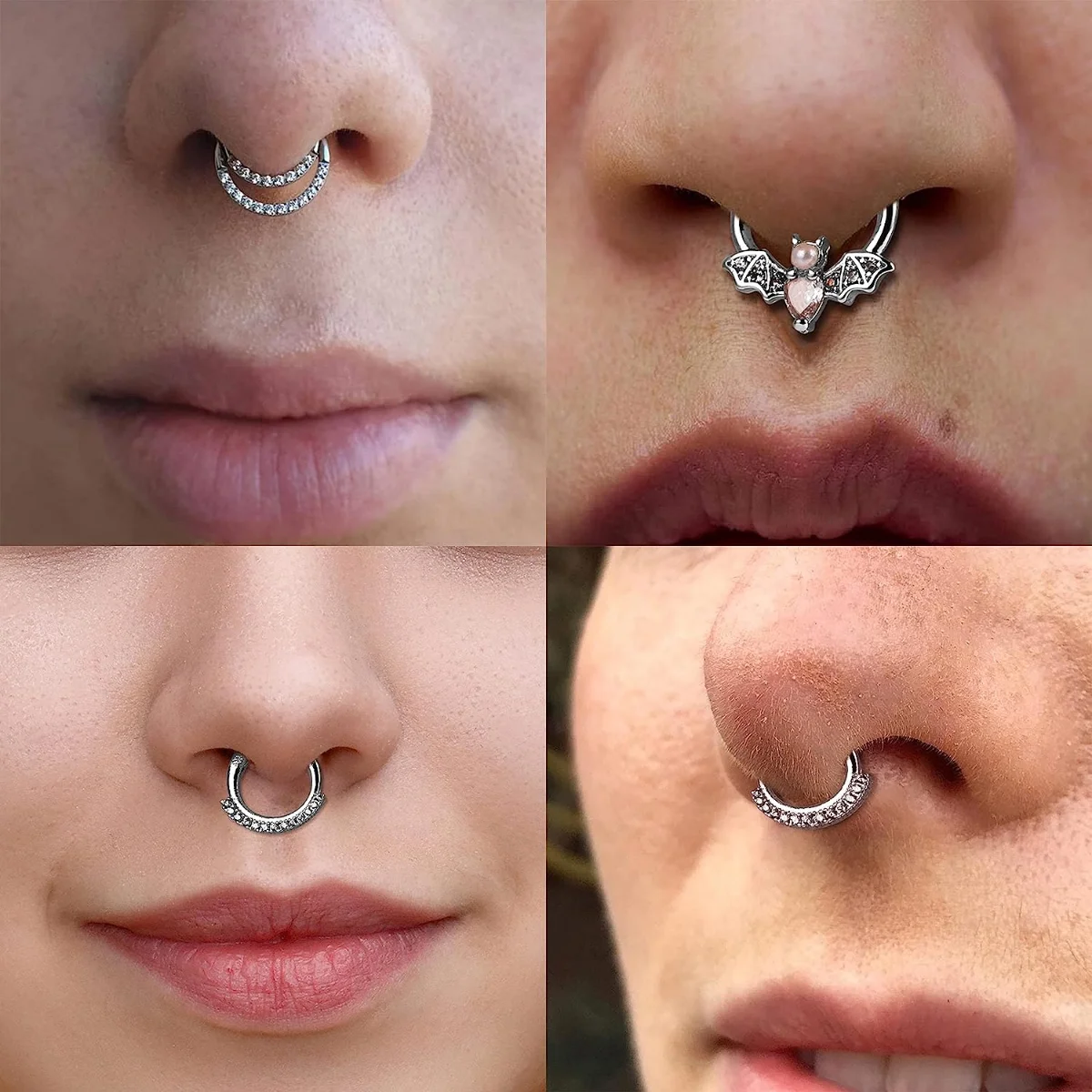 8pcs 16G 316L Stainless Steel Septum Nose Rings,Hyposensitization CZ Cartilage Tragus Helix Daith Hoop Earring Piercing Jewelry