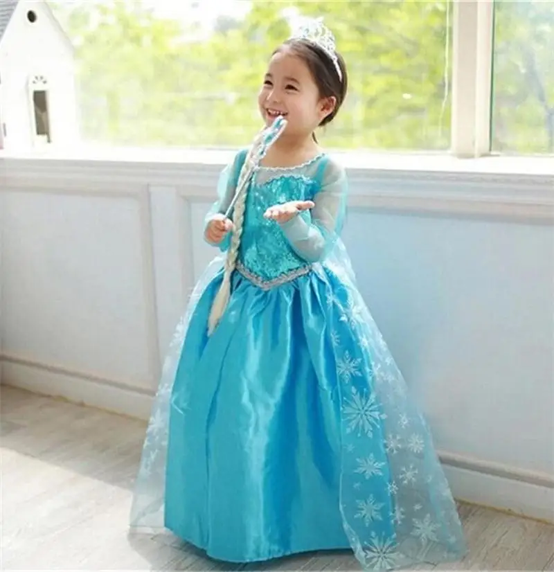 Girls Snow Queen Kids Costumes Girls Carnival Party Prom Gown Elsa Robe-Playing Children Clothing Princess Dress Birthday Dress