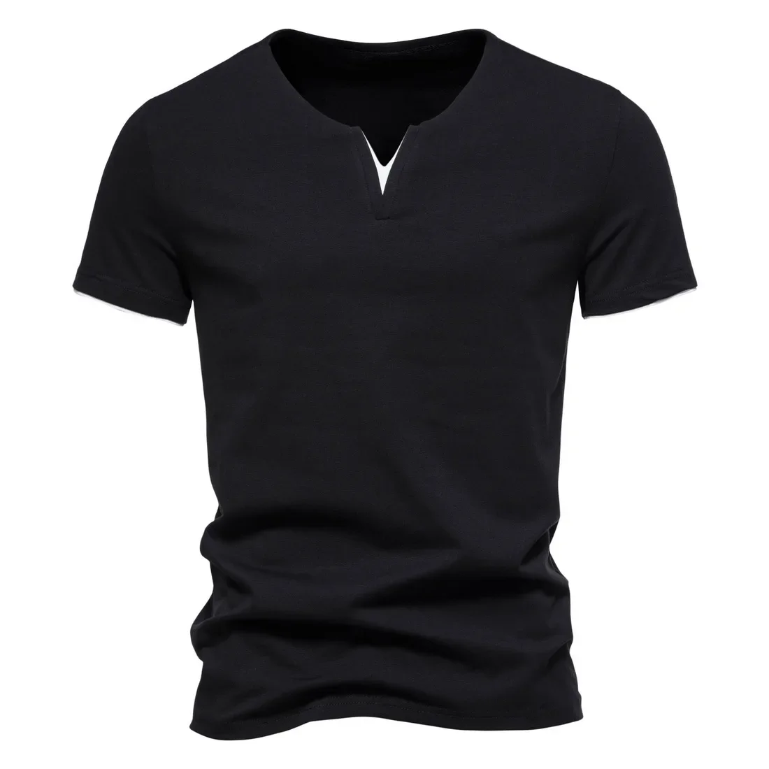 Summer Mens Short Sleeve Henley V-neck Lightweight TShirts Casual Cotton Slim Fit Basic Loose Fitness Sports Breathable Top
