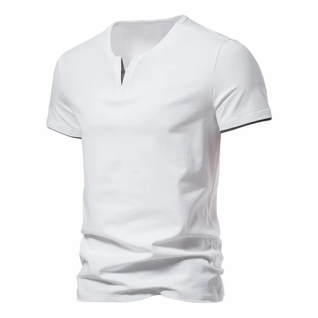 Summer Mens Short Sleeve Henley V-neck Lightweight TShirts Casual Cotton Slim Fit Basic Loose Fitness Sports Breathable Top