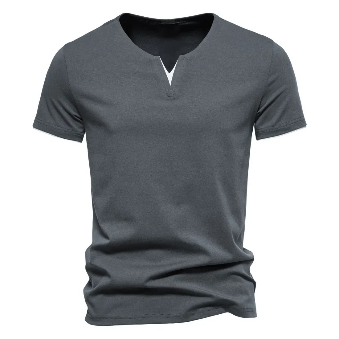 Summer Mens Short Sleeve Henley V-neck Lightweight TShirts Casual Cotton Slim Fit Basic Loose Fitness Sports Breathable Top