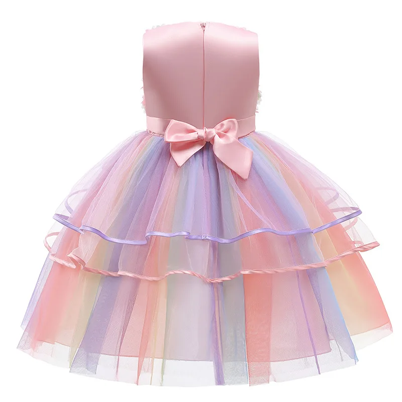 Children Unicorn Princess Dress For Girls Birthday Evening Party Flower Girls Wedding Dress Up Kids Carnival Costume Vestidos