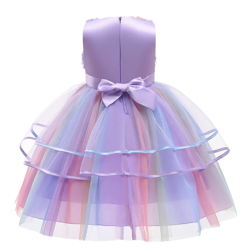 Children Unicorn Princess Dress For Girls Birthday Evening Party Flower Girls Wedding Dress Up Kids Carnival Costume Vestidos