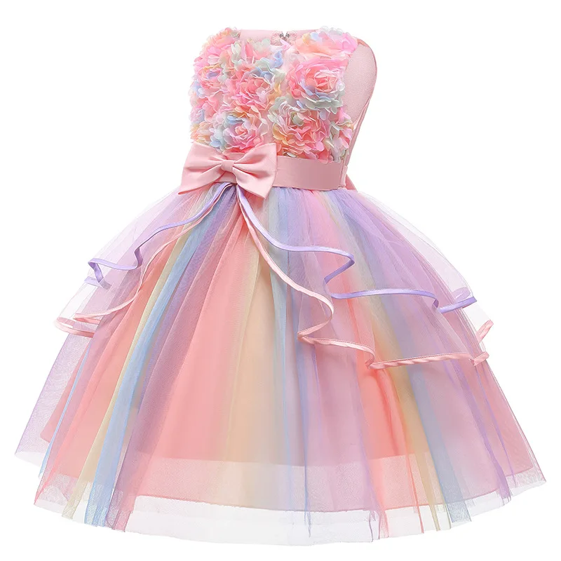 Children Unicorn Princess Dress For Girls Birthday Evening Party Flower Girls Wedding Dress Up Kids Carnival Costume Vestidos