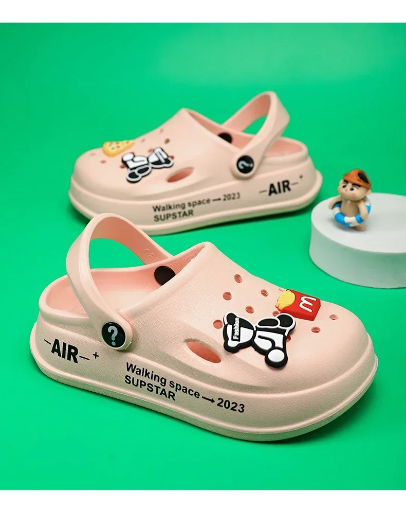 2-12y Kids Mules Clogs Summer Boys Girls Sandals Cartoon Many Colors Non-slip Comfortable Beach Slippers Children Garden Shoes