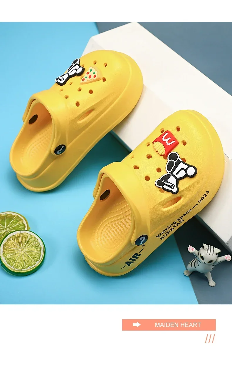 2-12y Kids Mules Clogs Summer Boys Girls Sandals Cartoon Many Colors Non-slip Comfortable Beach Slippers Children Garden Shoes