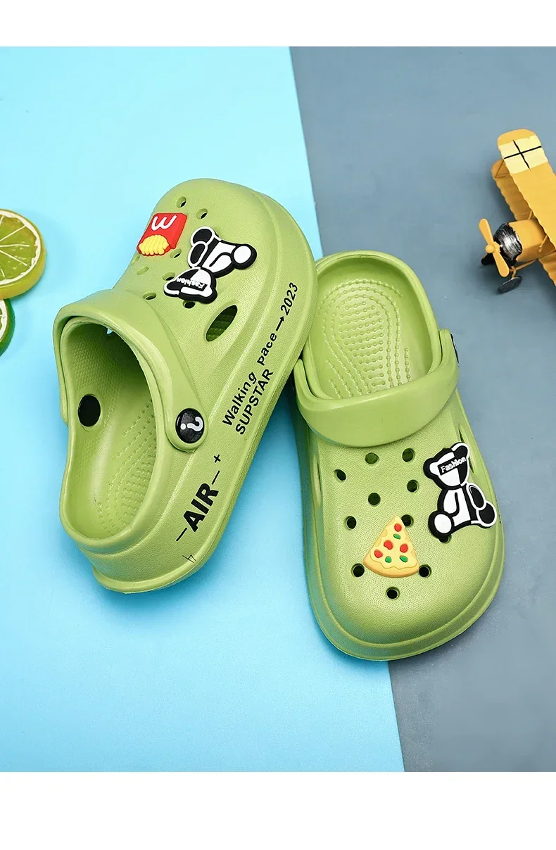 2-12y Kids Mules Clogs Summer Boys Girls Sandals Cartoon Many Colors Non-slip Comfortable Beach Slippers Children Garden Shoes