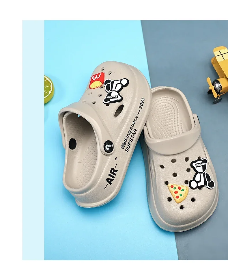 2-12y Kids Mules Clogs Summer Boys Girls Sandals Cartoon Many Colors Non-slip Comfortable Beach Slippers Children Garden Shoes