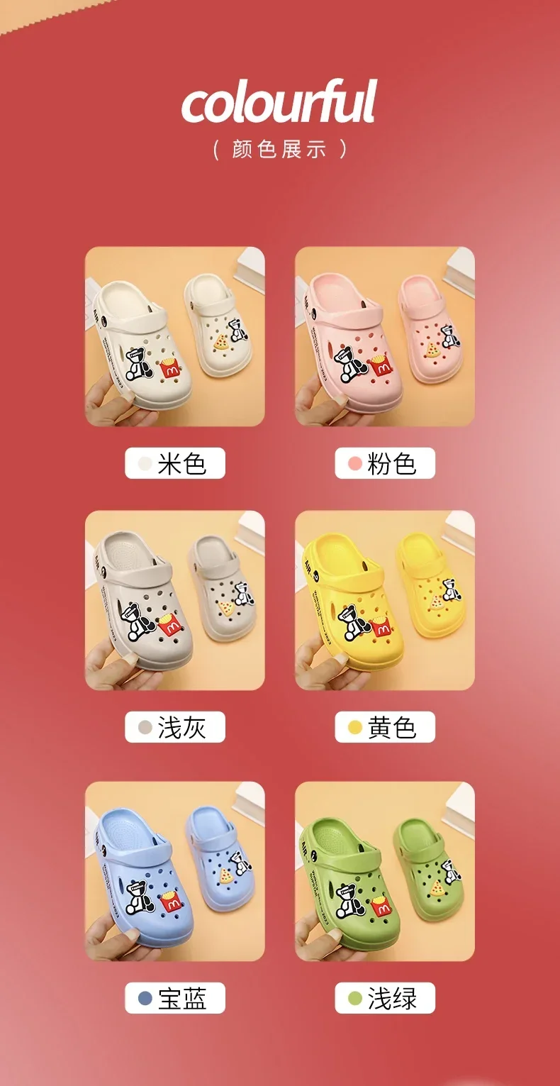 2-12y Kids Mules Clogs Summer Boys Girls Sandals Cartoon Many Colors Non-slip Comfortable Beach Slippers Children Garden Shoes