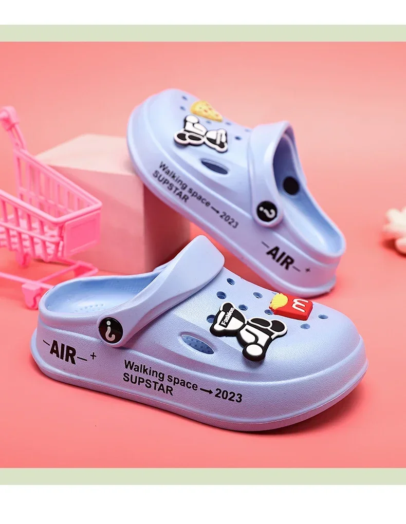 2-12y Kids Mules Clogs Summer Boys Girls Sandals Cartoon Many Colors Non-slip Comfortable Beach Slippers Children Garden Shoes