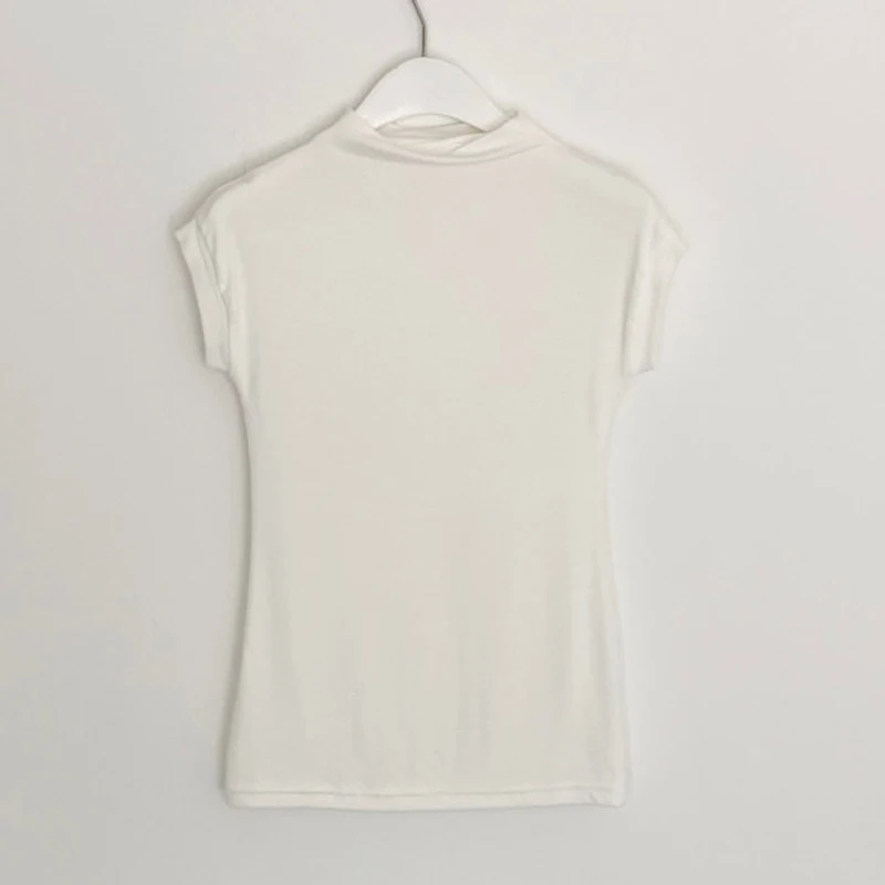 AOSSVIAO Chic Sexy Y2K Tops Woman Club Wear Fashionable Summer T-Shirt Short Sleeve Turtleneck Neon Top Tee 2026 Black White