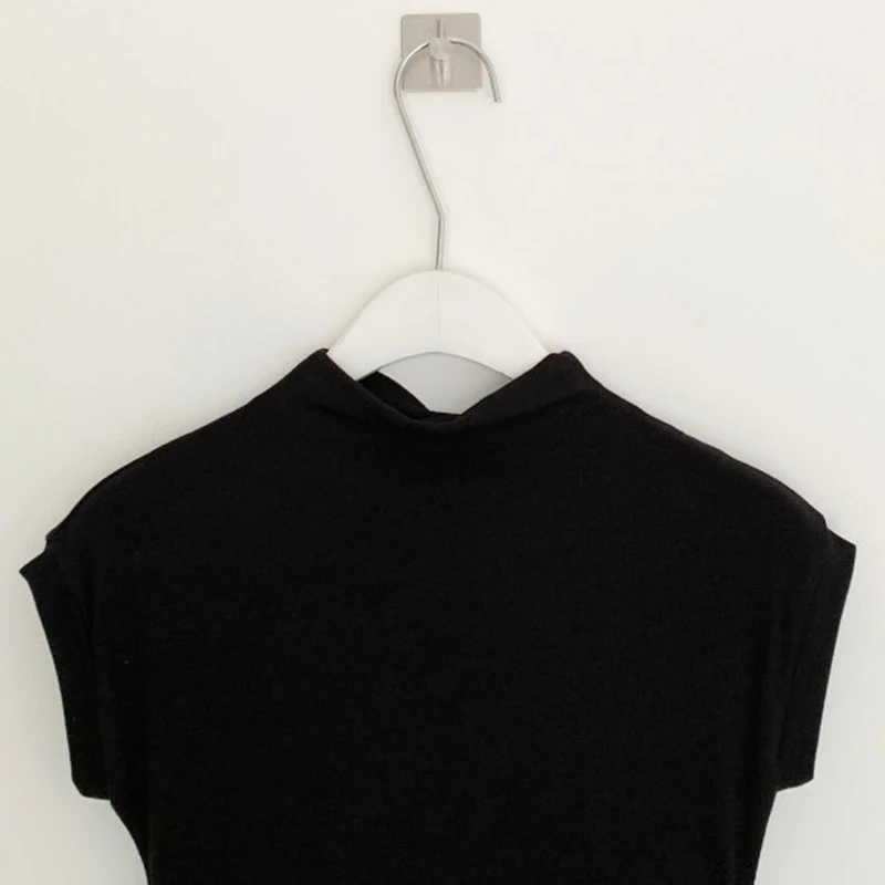 AOSSVIAO Chic Sexy Y2K Tops Woman Club Wear Fashionable Summer T-Shirt Short Sleeve Turtleneck Neon Top Tee 2026 Black White