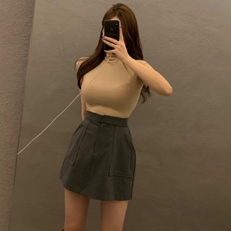 AOSSVIAO Chic Sexy Y2K Tops Woman Club Wear Fashionable Summer T-Shirt Short Sleeve Turtleneck Neon Top Tee 2026 Black White