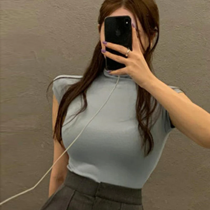 AOSSVIAO Chic Sexy Y2K Tops Woman Club Wear Fashionable Summer T-Shirt Short Sleeve Turtleneck Neon Top Tee 2026 Black White