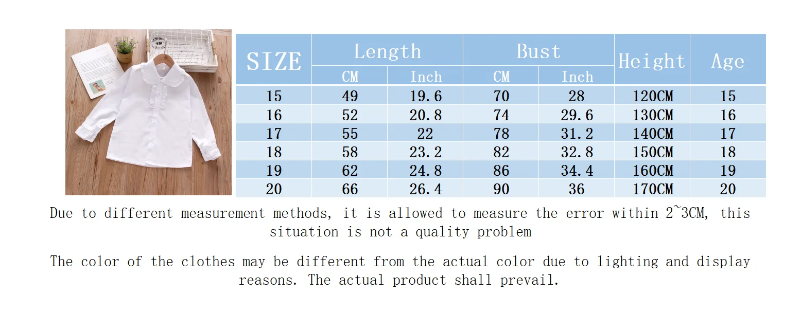 Spring and Autumn Girls' Baby Long sleeved Shirt with Wooden Ear Edge Collar Top Minimalist Girls' Clothing