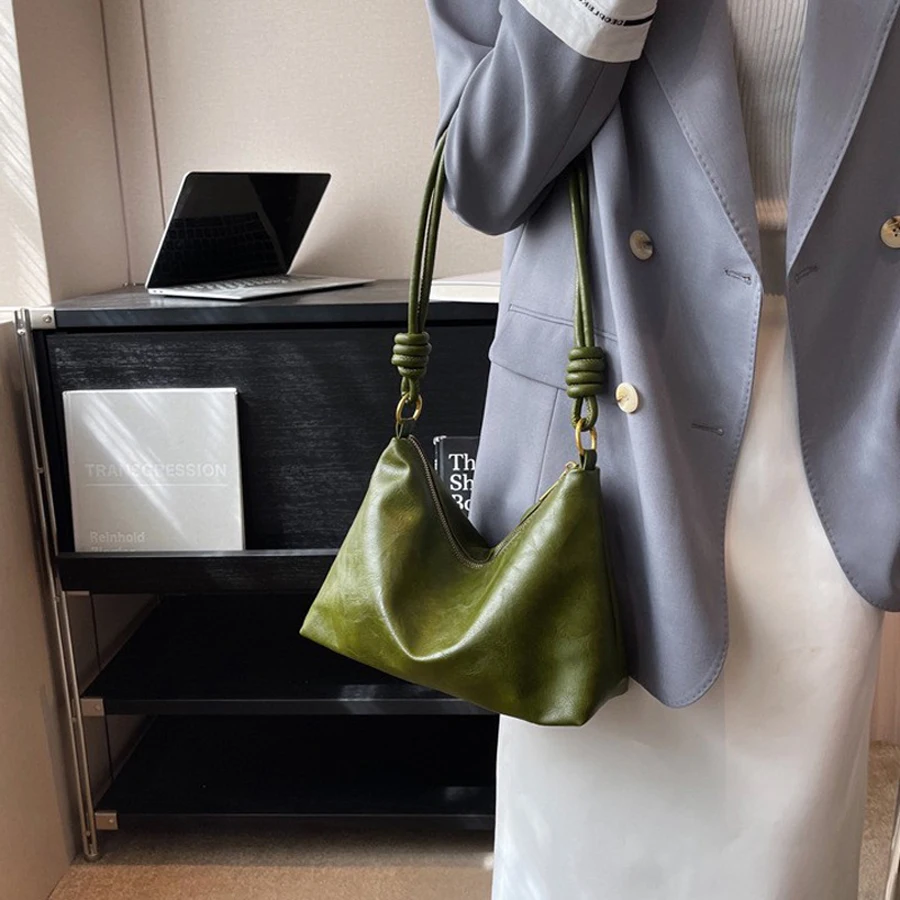 New fashionable women's bag, high-end soft leather texture, single shoulder bag, women's crossbody bag, geometric wide shoulder