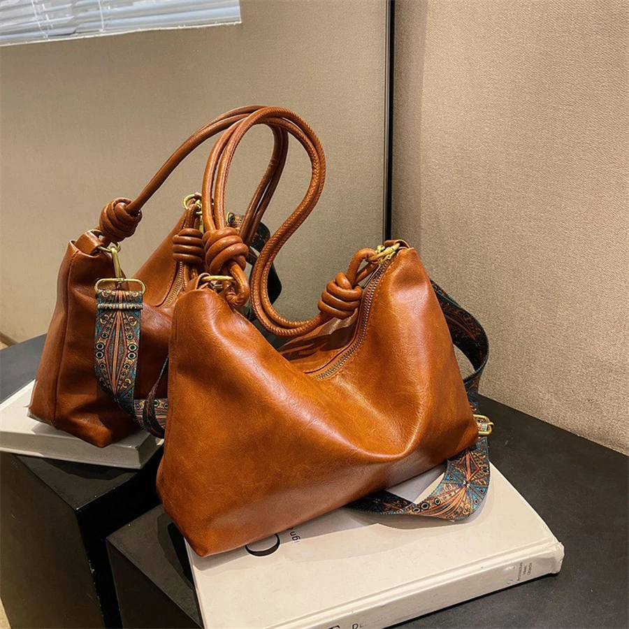 New fashionable women's bag, high-end soft leather texture, single shoulder bag, women's crossbody bag, geometric wide shoulder