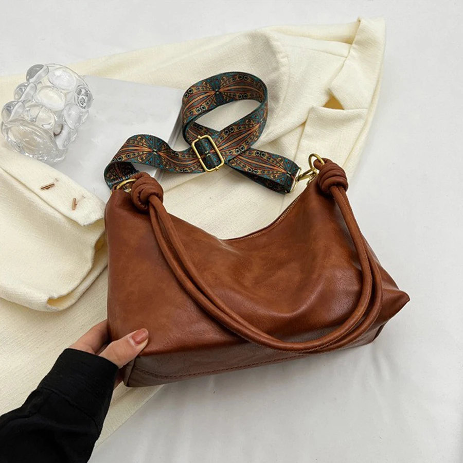 New fashionable women's bag, high-end soft leather texture, single shoulder bag, women's crossbody bag, geometric wide shoulder