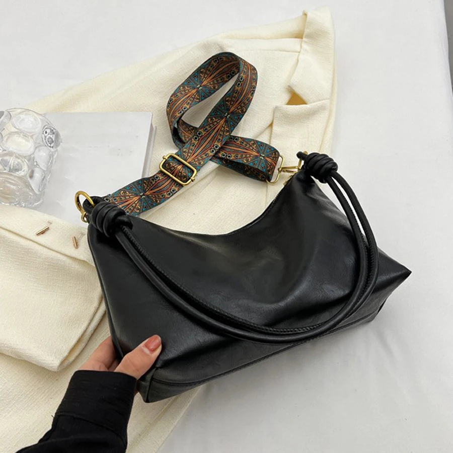 New fashionable women's bag, high-end soft leather texture, single shoulder bag, women's crossbody bag, geometric wide shoulder