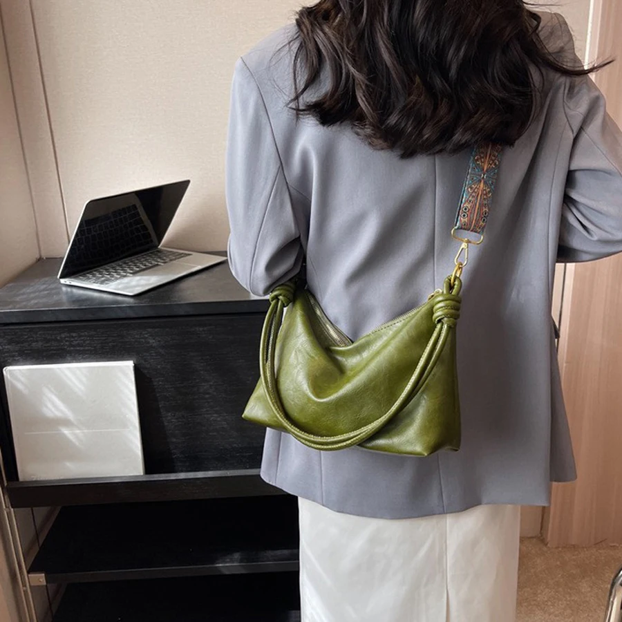 New fashionable women's bag, high-end soft leather texture, single shoulder bag, women's crossbody bag, geometric wide shoulder