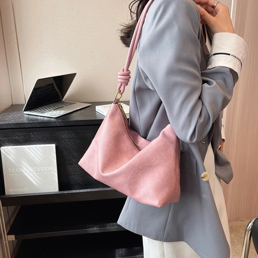 New fashionable women's bag, high-end soft leather texture, single shoulder bag, women's crossbody bag, geometric wide shoulder