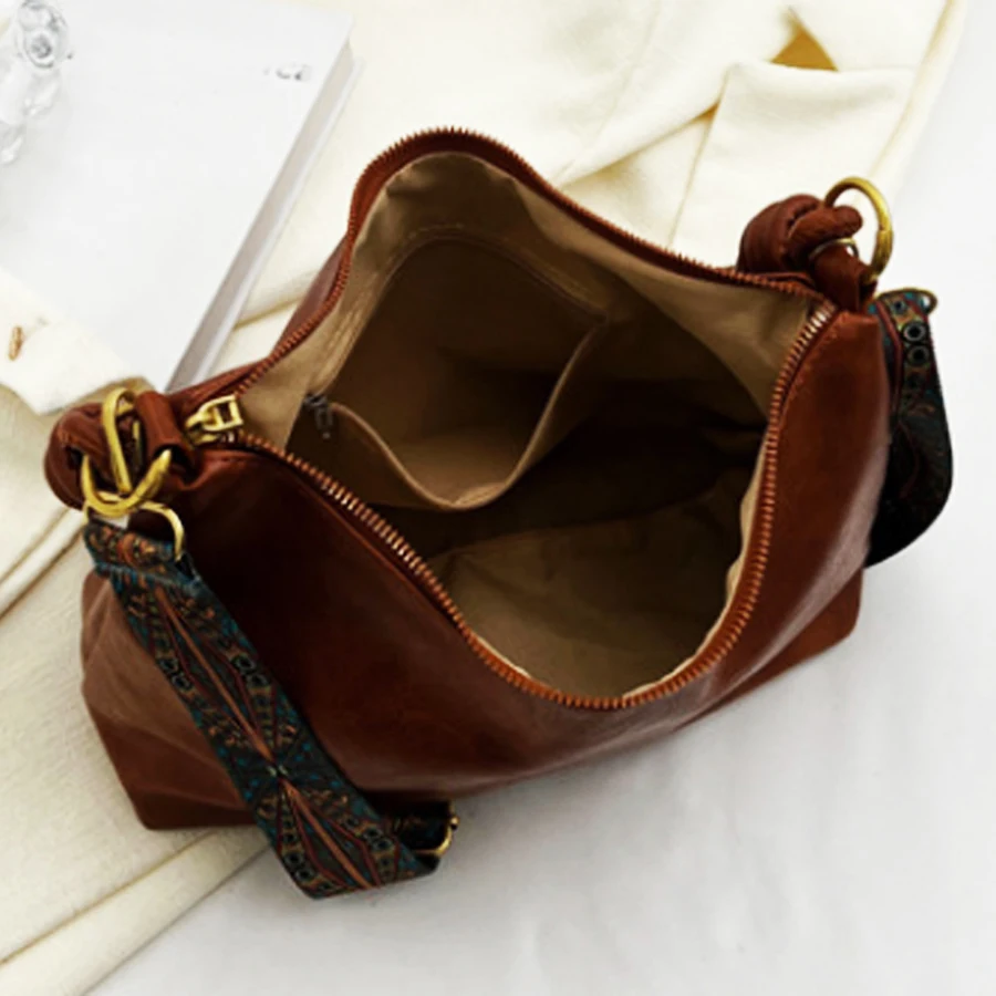New fashionable women's bag, high-end soft leather texture, single shoulder bag, women's crossbody bag, geometric wide shoulder