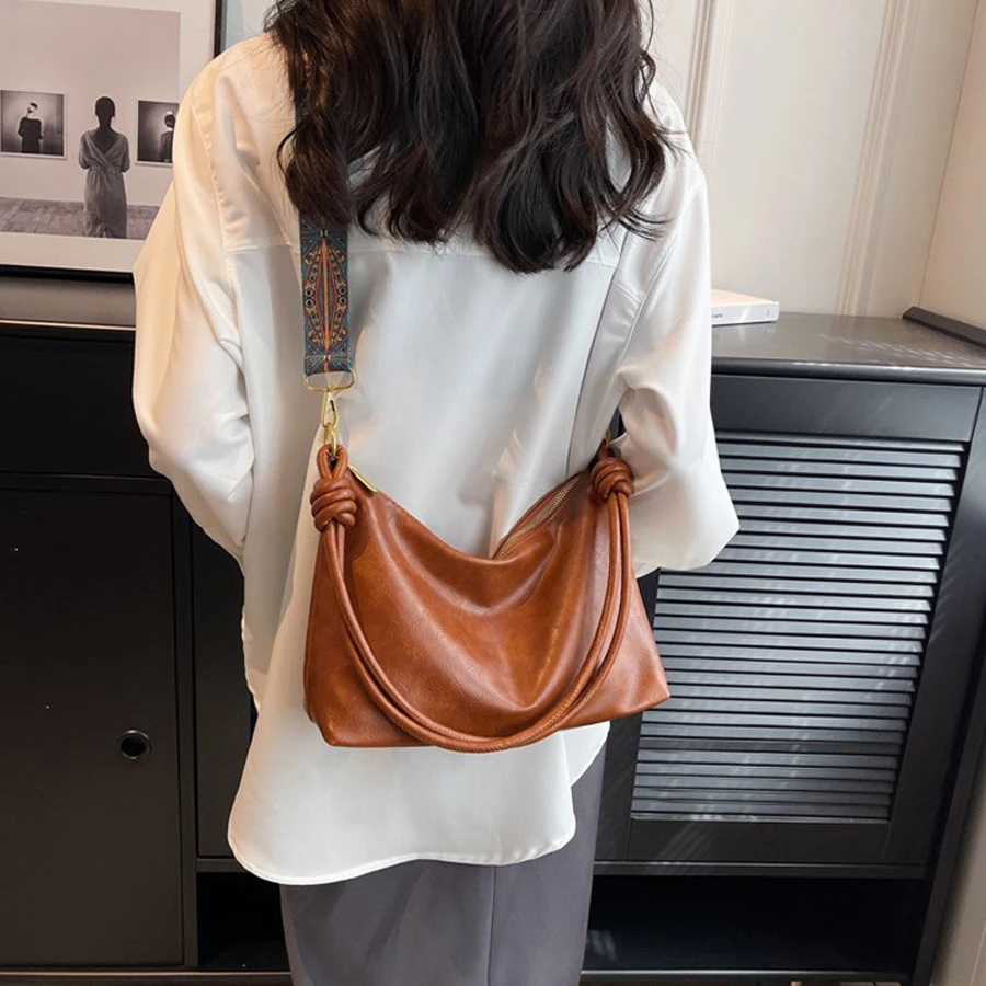 New fashionable women's bag, high-end soft leather texture, single shoulder bag, women's crossbody bag, geometric wide shoulder