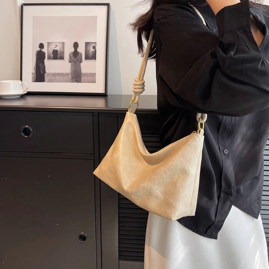 New fashionable women's bag, high-end soft leather texture, single shoulder bag, women's crossbody bag, geometric wide shoulder