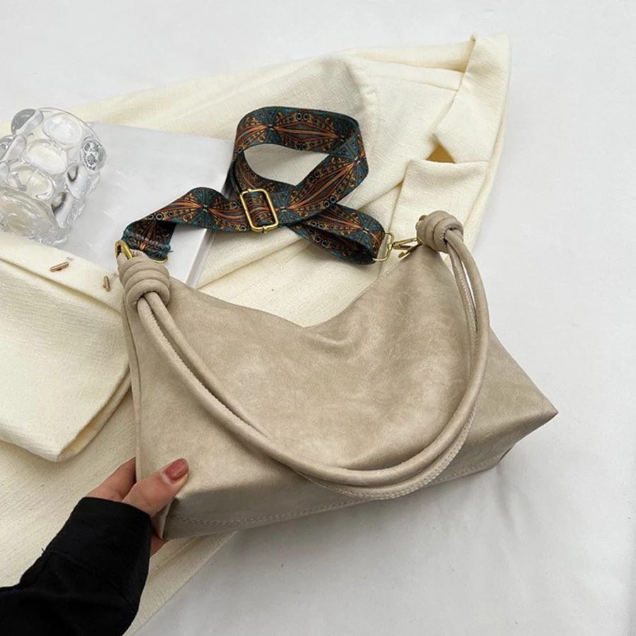 New fashionable women's bag, high-end soft leather texture, single shoulder bag, women's crossbody bag, geometric wide shoulder