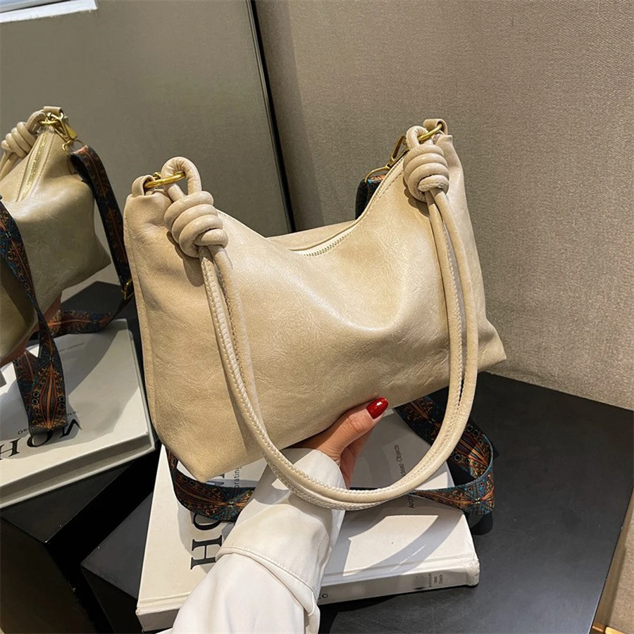 New fashionable women's bag, high-end soft leather texture, single shoulder bag, women's crossbody bag, geometric wide shoulder