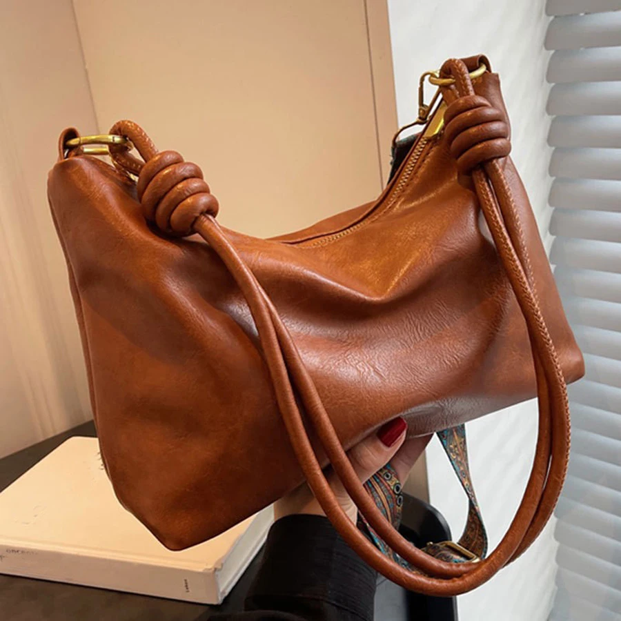 New fashionable women's bag, high-end soft leather texture, single shoulder bag, women's crossbody bag, geometric wide shoulder