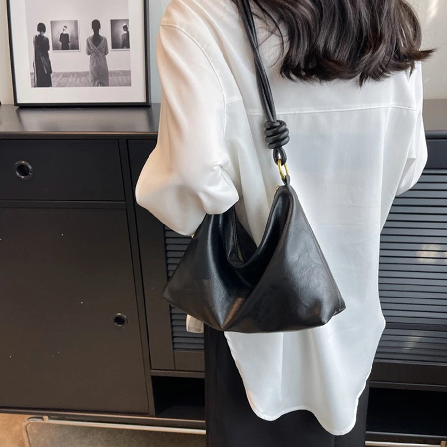 New fashionable women's bag, high-end soft leather texture, single shoulder bag, women's crossbody bag, geometric wide shoulder