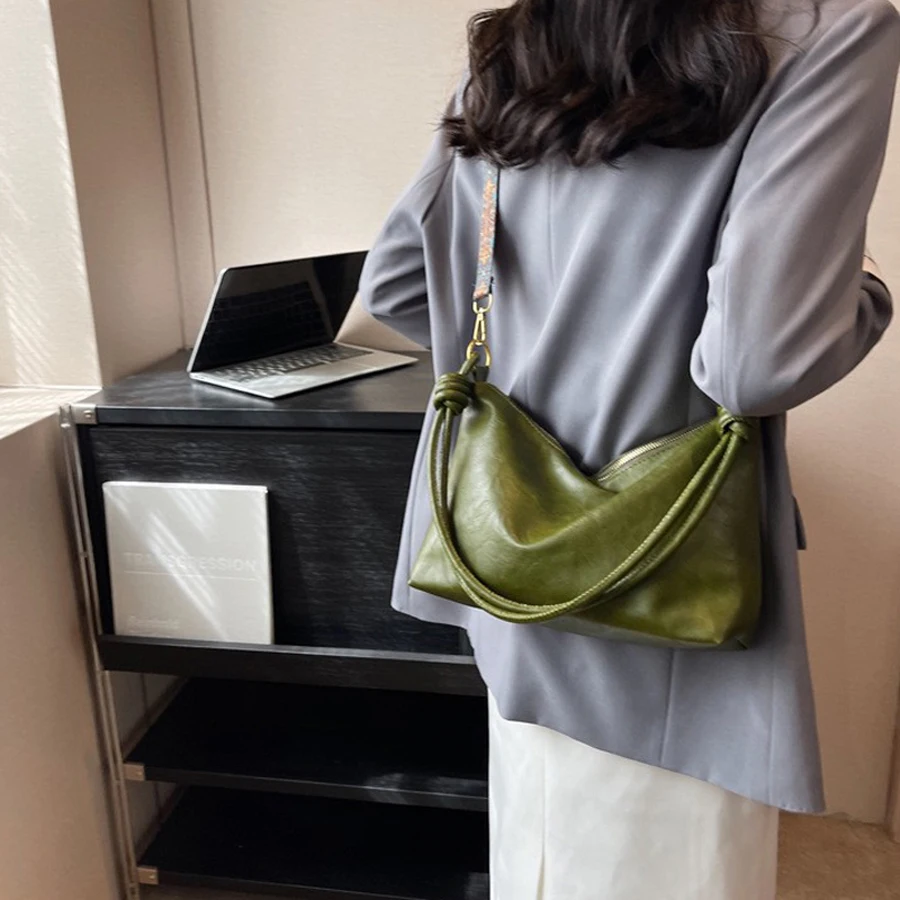 New fashionable women's bag, high-end soft leather texture, single shoulder bag, women's crossbody bag, geometric wide shoulder