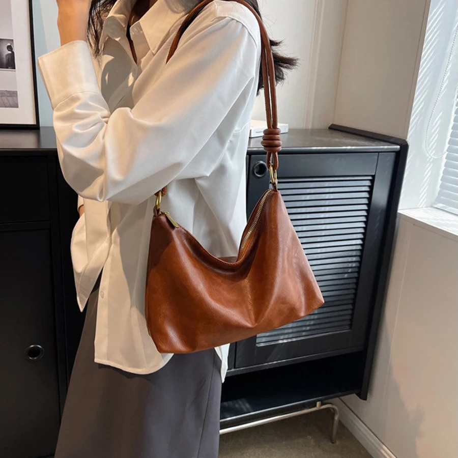 New fashionable women's bag, high-end soft leather texture, single shoulder bag, women's crossbody bag, geometric wide shoulder