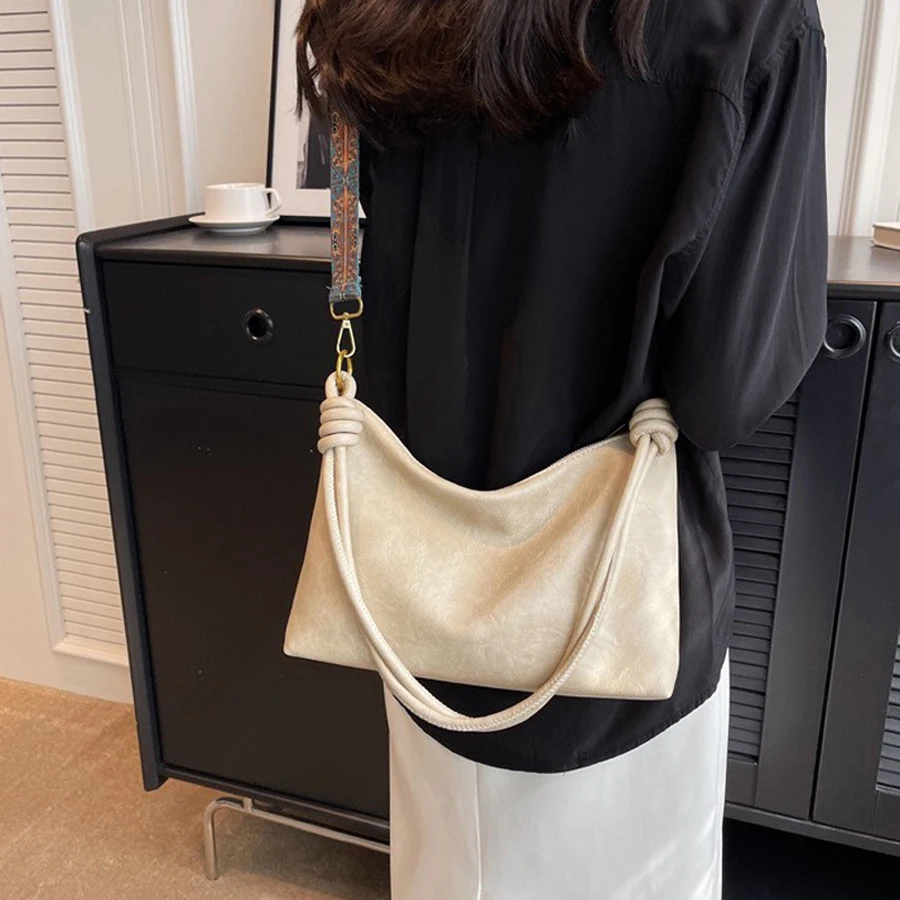 New fashionable women's bag, high-end soft leather texture, single shoulder bag, women's crossbody bag, geometric wide shoulder