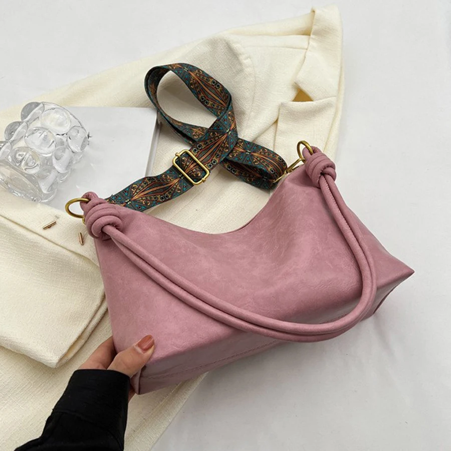 New fashionable women's bag, high-end soft leather texture, single shoulder bag, women's crossbody bag, geometric wide shoulder