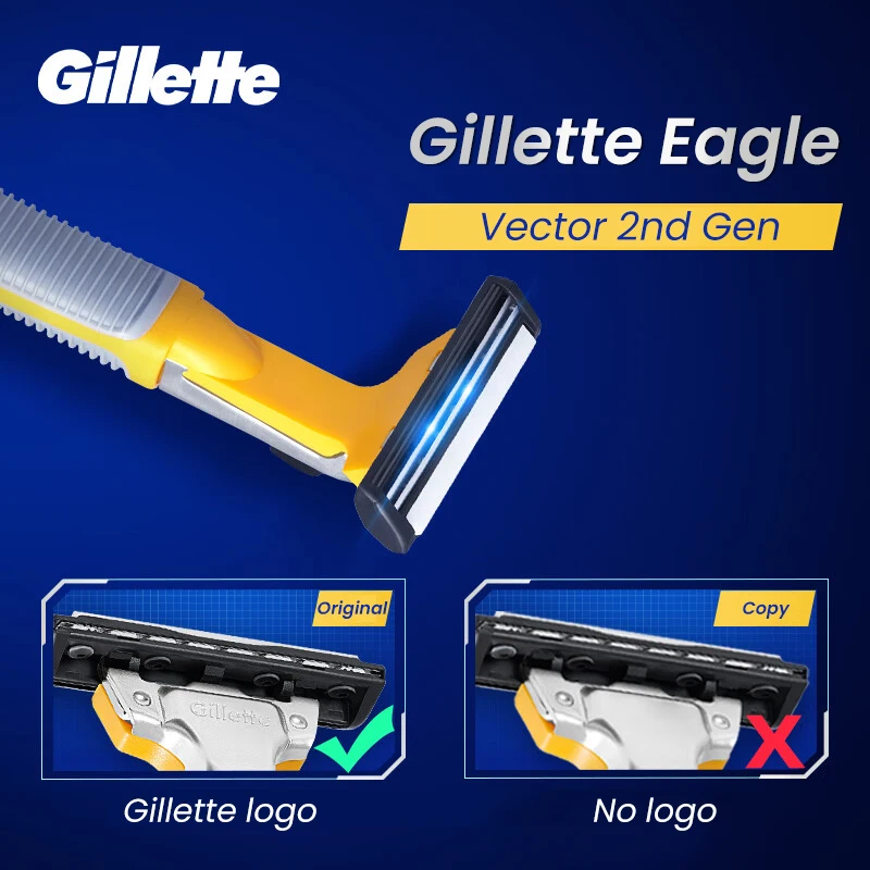 Gillette Razor Eagle Vector 2Nd Gen Razor Beard Shaving Washable Razor Nano Grade Sharp 2-Layers Steel Blades Razor for Men