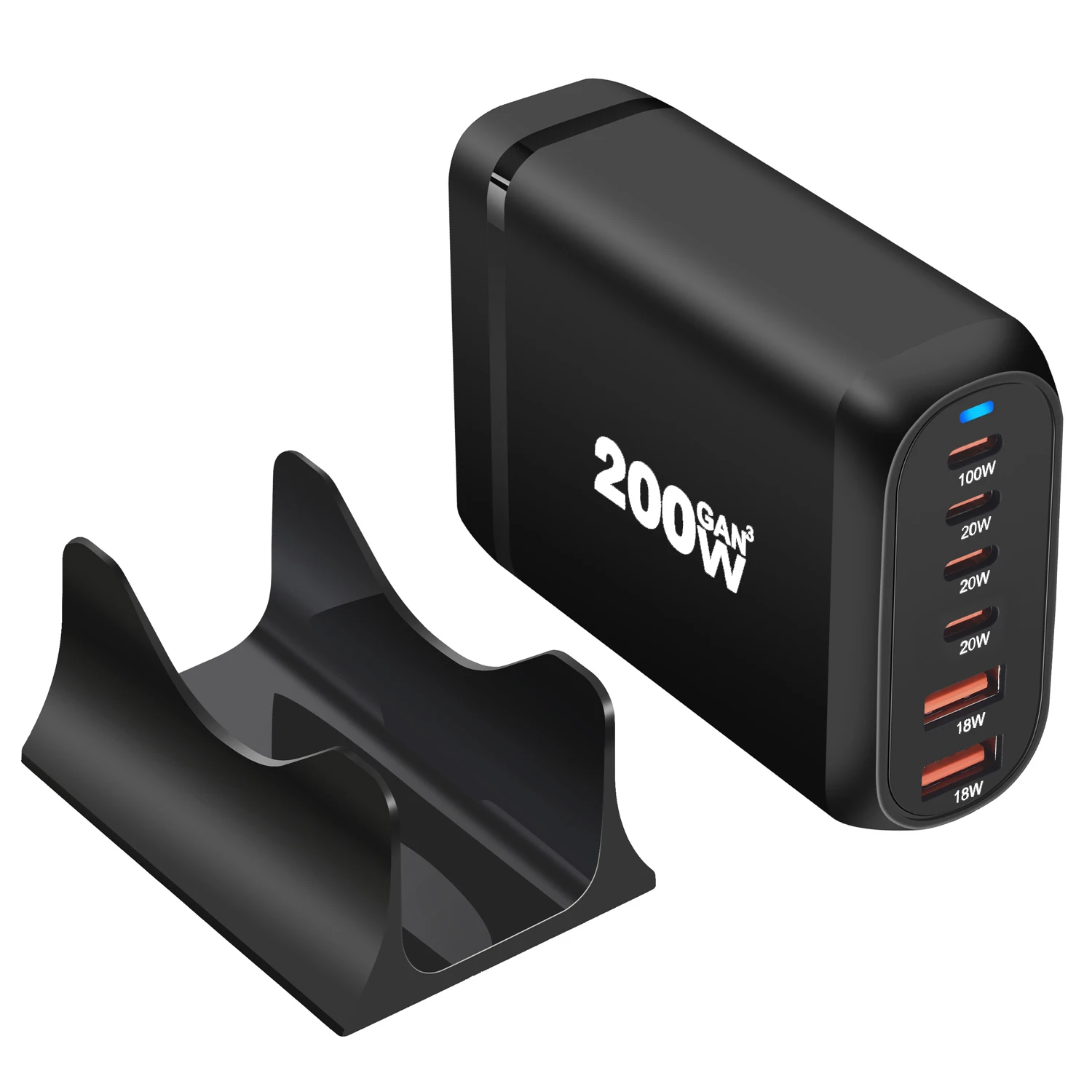 New 200W GaN Desktop Charger 6-port USB Type C PD Charger Fast Charge 3.0 Fast Charger Mobile USB Charger