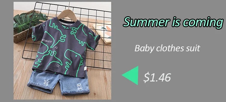 Summer Baby Boys Clothes Suit Toddler Kids Jumpsuit Boys Suspender Denim Shorts&Tshirt 2 pcs Sets Children Clothes Elastic Jeans