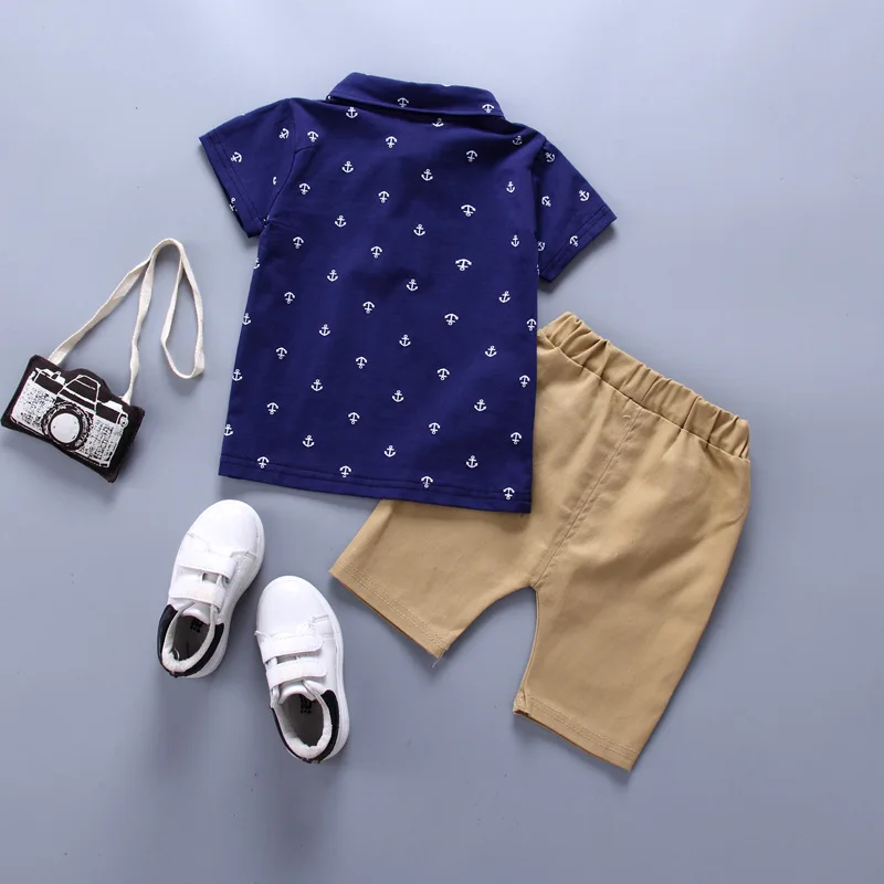 Summer Baby Boys Clothes Suit Toddler Kids Jumpsuit Boys Suspender Denim Shorts&Tshirt 2 pcs Sets Children Clothes Elastic Jeans