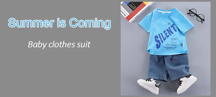 Summer Baby Boys Clothes Suit Toddler Kids Jumpsuit Boys Suspender Denim Shorts&Tshirt 2 pcs Sets Children Clothes Elastic Jeans