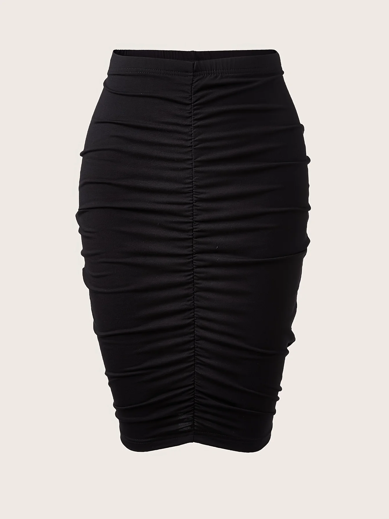 Elegant High Waist Ruched Skirt with Back Vent for Women - Perfect for Spring and Summer Fashion