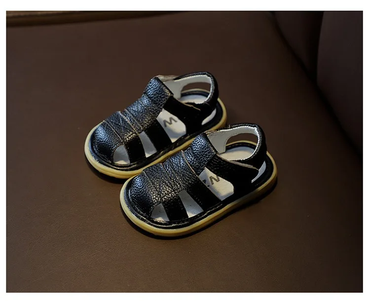 Baby Girls Boys Genuine Leather Sandals Soft Bottom Anti-collision Infant Toddler Shoes Summer Kids Shoes Children Beach Sandals