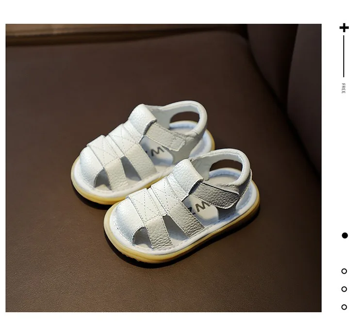 Baby Girls Boys Genuine Leather Sandals Soft Bottom Anti-collision Infant Toddler Shoes Summer Kids Shoes Children Beach Sandals