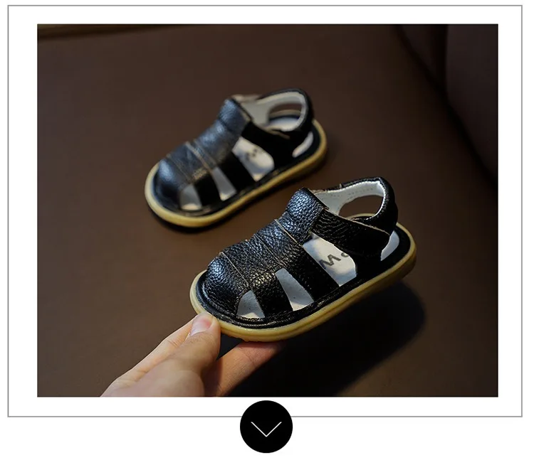 Baby Girls Boys Genuine Leather Sandals Soft Bottom Anti-collision Infant Toddler Shoes Summer Kids Shoes Children Beach Sandals